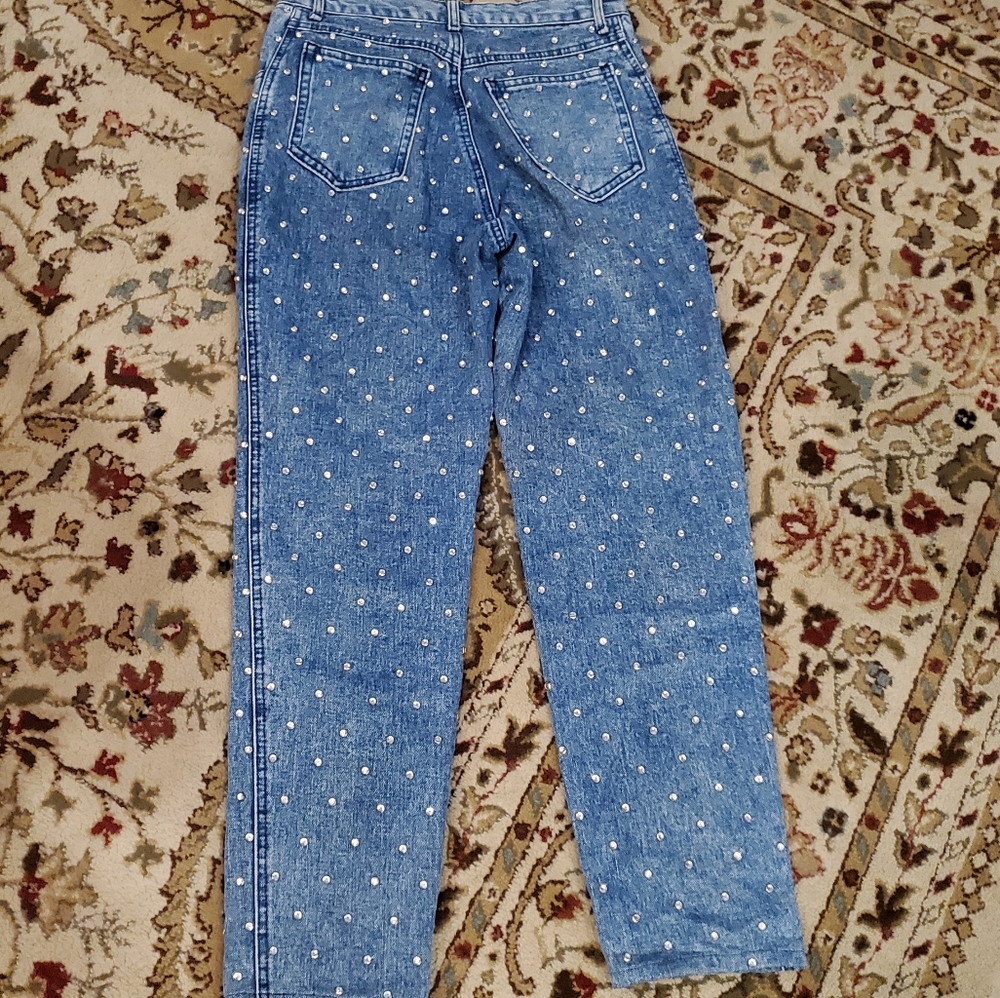 Vintage 80s Opal by Hot Property Allover Studded High Rise Jeans, Size 6 - Picture 2 of 10